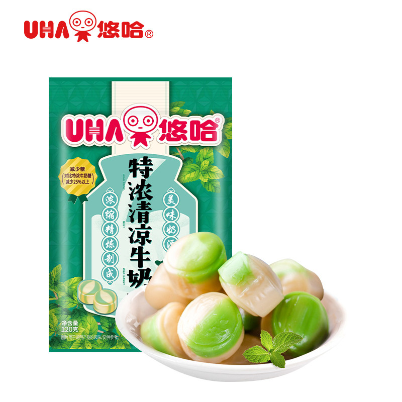 【U先】UHA悠哈特浓牛奶糖清凉味120g*1袋