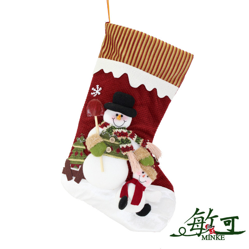 敏可 圣诞袜 圣诞老人雪人 橱窗装饰袜子 卡通礼物袋 圣诞礼品袜