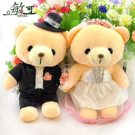 装饰婚车娃娃公仔婚纱熊车头一对 压床娃娃婚庆结婚礼物毛绒玩具