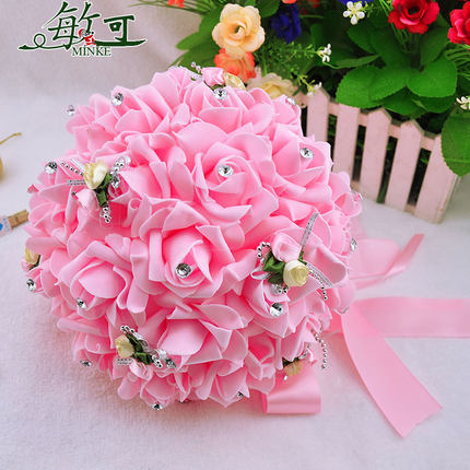 新娘手捧花 毕业花束 韩式仿真八仙玫瑰带钻绣球花 婚纱拍摄道具