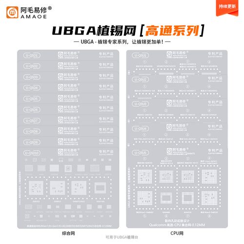 阿毛易修UBGA植锡专家系列/QSD/QSU/综合网/CPU网/高通通用钢网