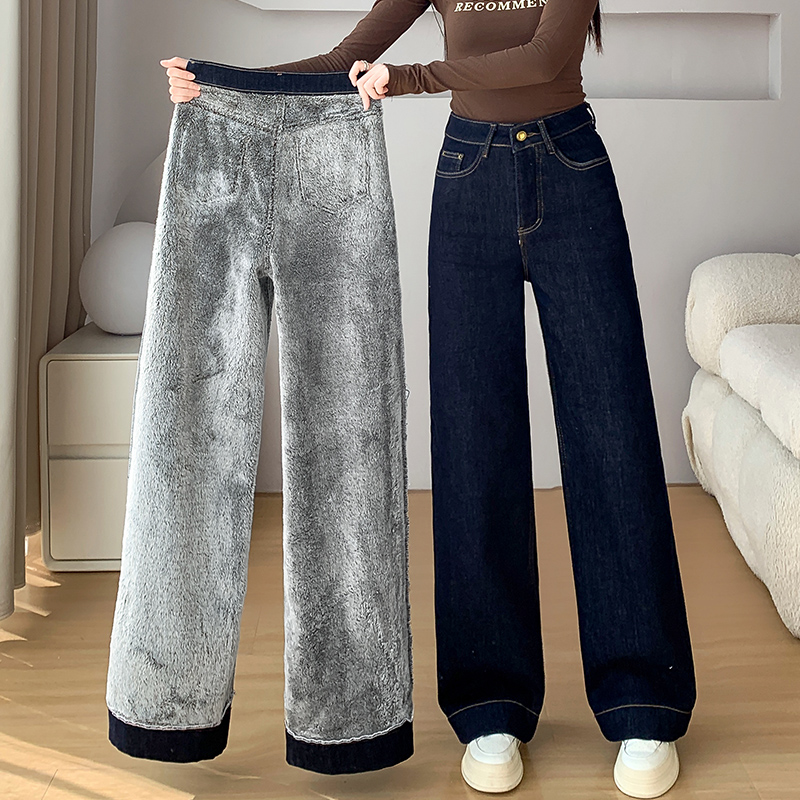 窄版阔腿牛仔裤女小个子