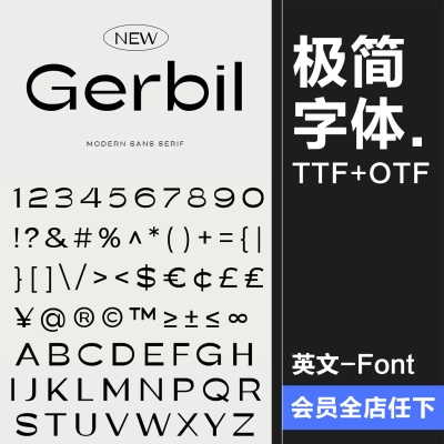 现代极简逆反差潮流品牌标识杂志广告封面标题装饰otf英文ttf字体