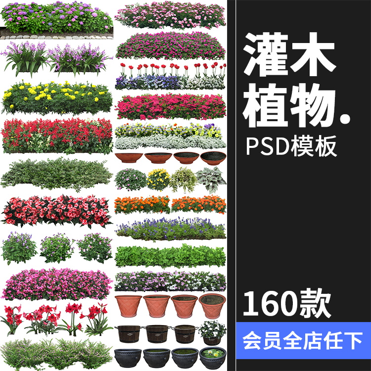 高清免抠植物灌木树木花卉花草盆栽乔木psd模板源文件图片ps素材