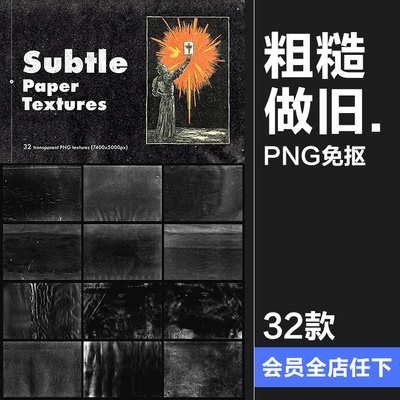 复古怀旧粗糙颗粒做旧褶皱纸张肌理背景底纹PNG免抠图片合成素材