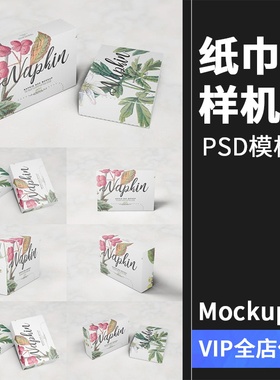 纸巾纸盒餐厅饭店一次性餐巾样机纸包装效果展示PSD模板素材贴图