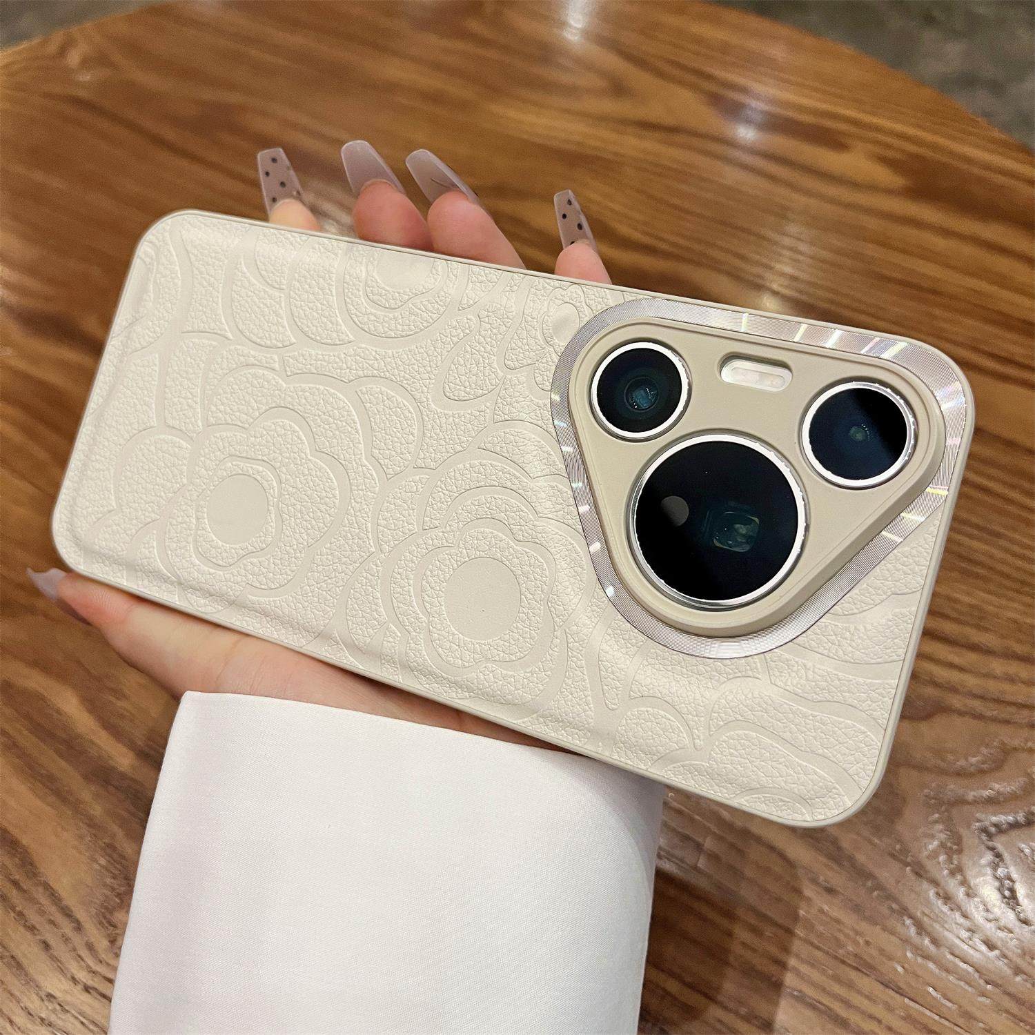 适用华为pura70pro+手机壳pura80pro新款70Ultra小香风山茶花皮质mate70荣耀400高级magic6/7pro全包p60pro女