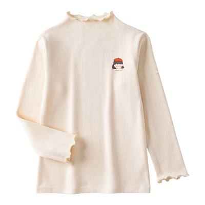 女童纯棉打底衫花边加厚秋冬