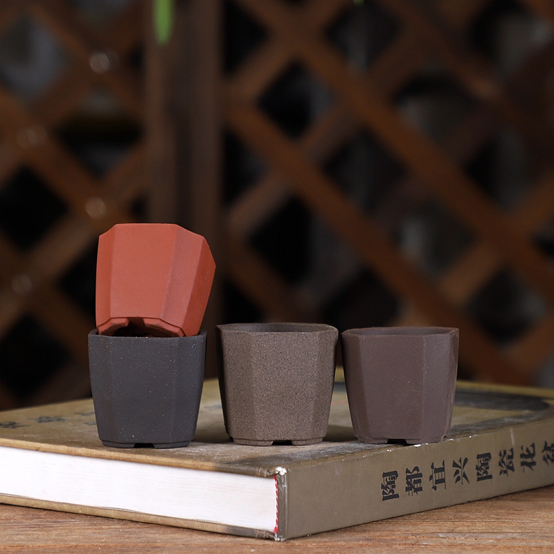 静水盆香特价紫砂微型花盆迷你多肉绿植控养W02#切角小四方