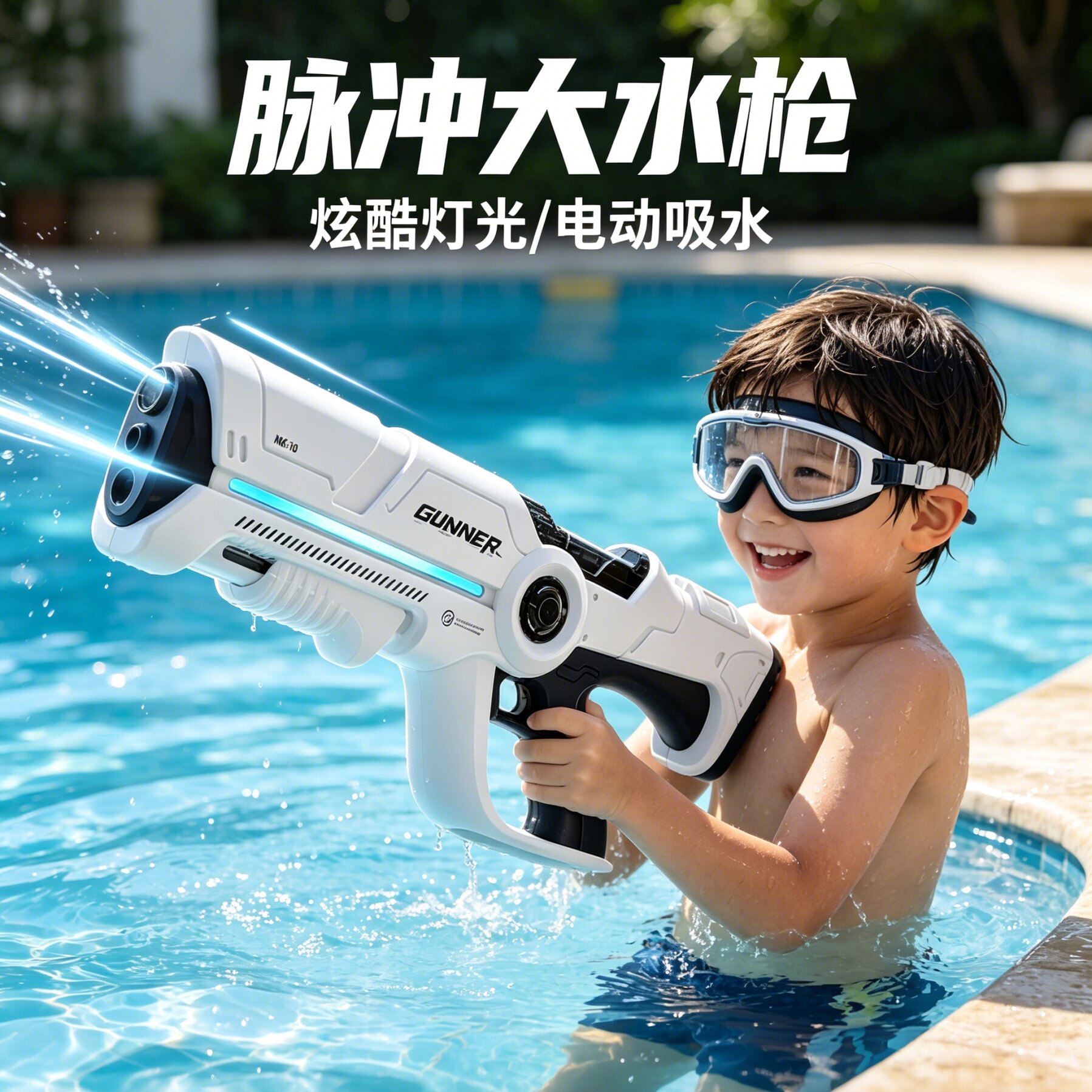 儿童礼物电动水枪玩具水上乐园小男孩宝宝游泳池玩水户外海边沙滩