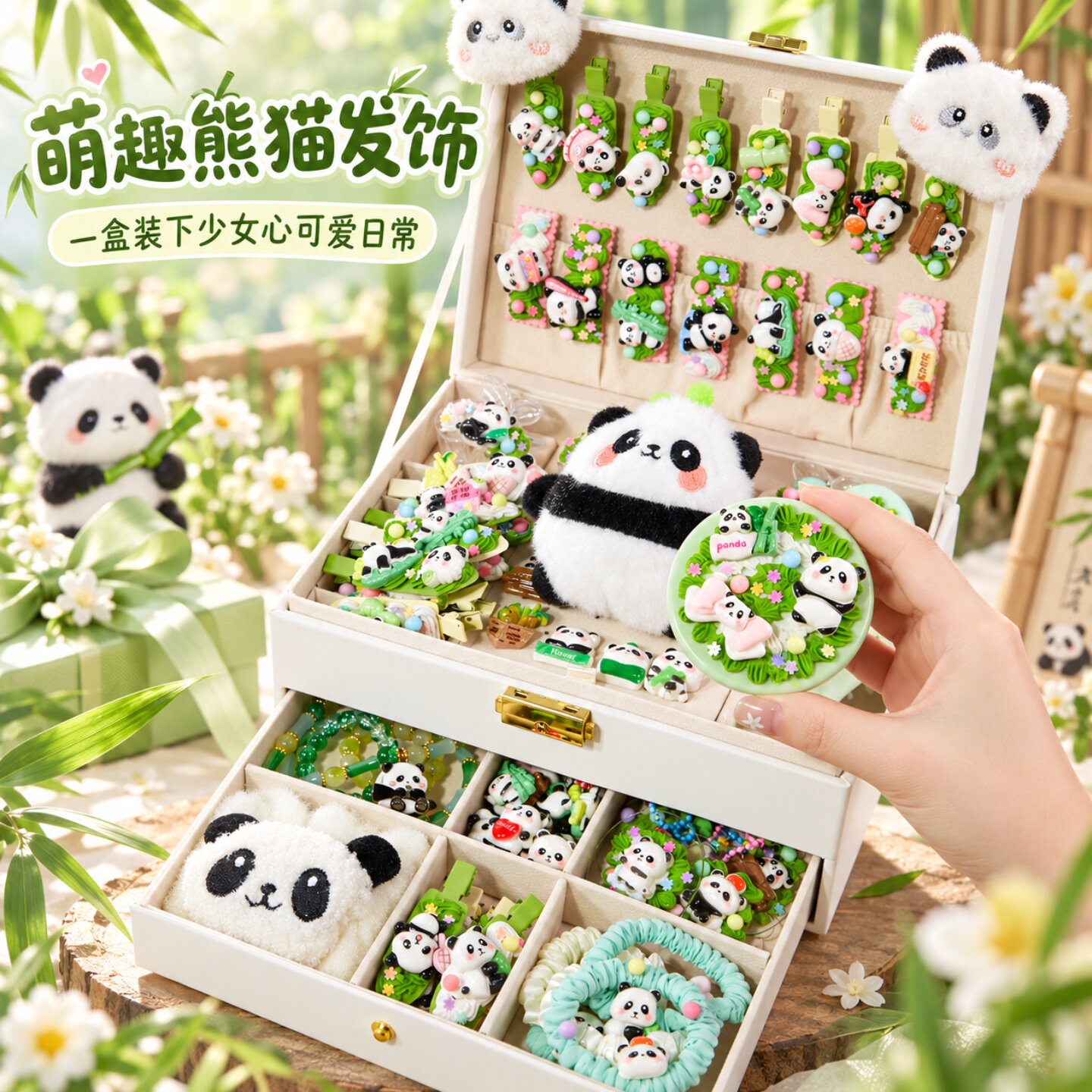 奶油胶熊猫饰品DIY材料礼盒套装