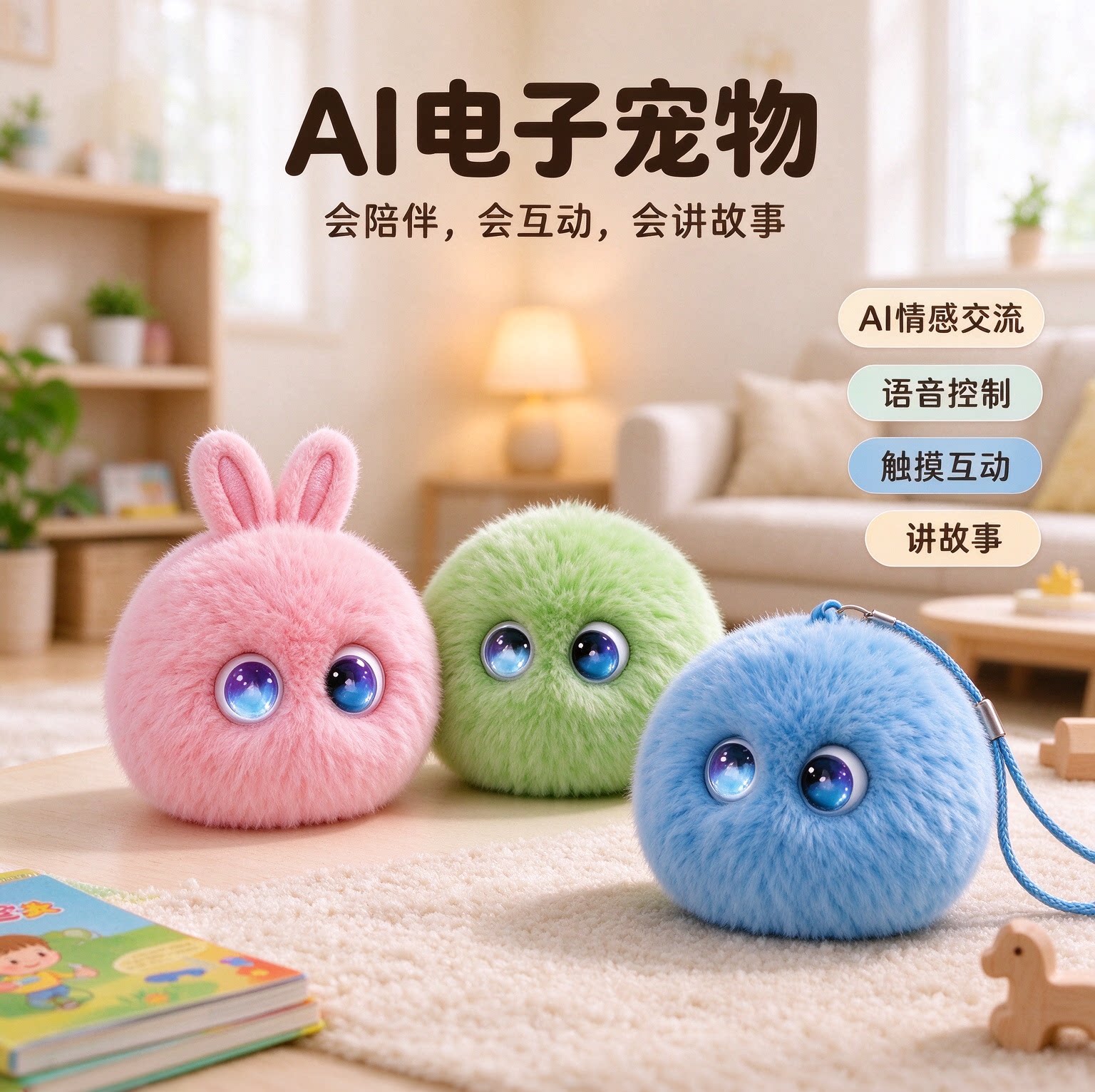儿童AI早教故事机毛绒公仔3-6岁