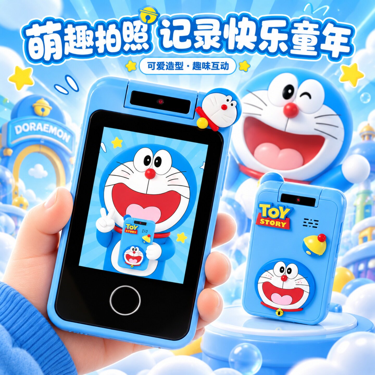 蓝胖子触屏儿童手机可拍照可录像