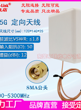 5G定向天线 UWB定向天线UWB基站天线 UWB人员定位天线  3100-5300MHz高增益12dBi 3.1G-5.3G定向平板壁挂天线