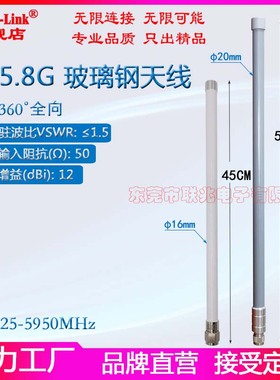 5G5.8G 5725-5950M N头室外5.9G车联网高端户外AP防水增益12dBi玻璃钢防水天线