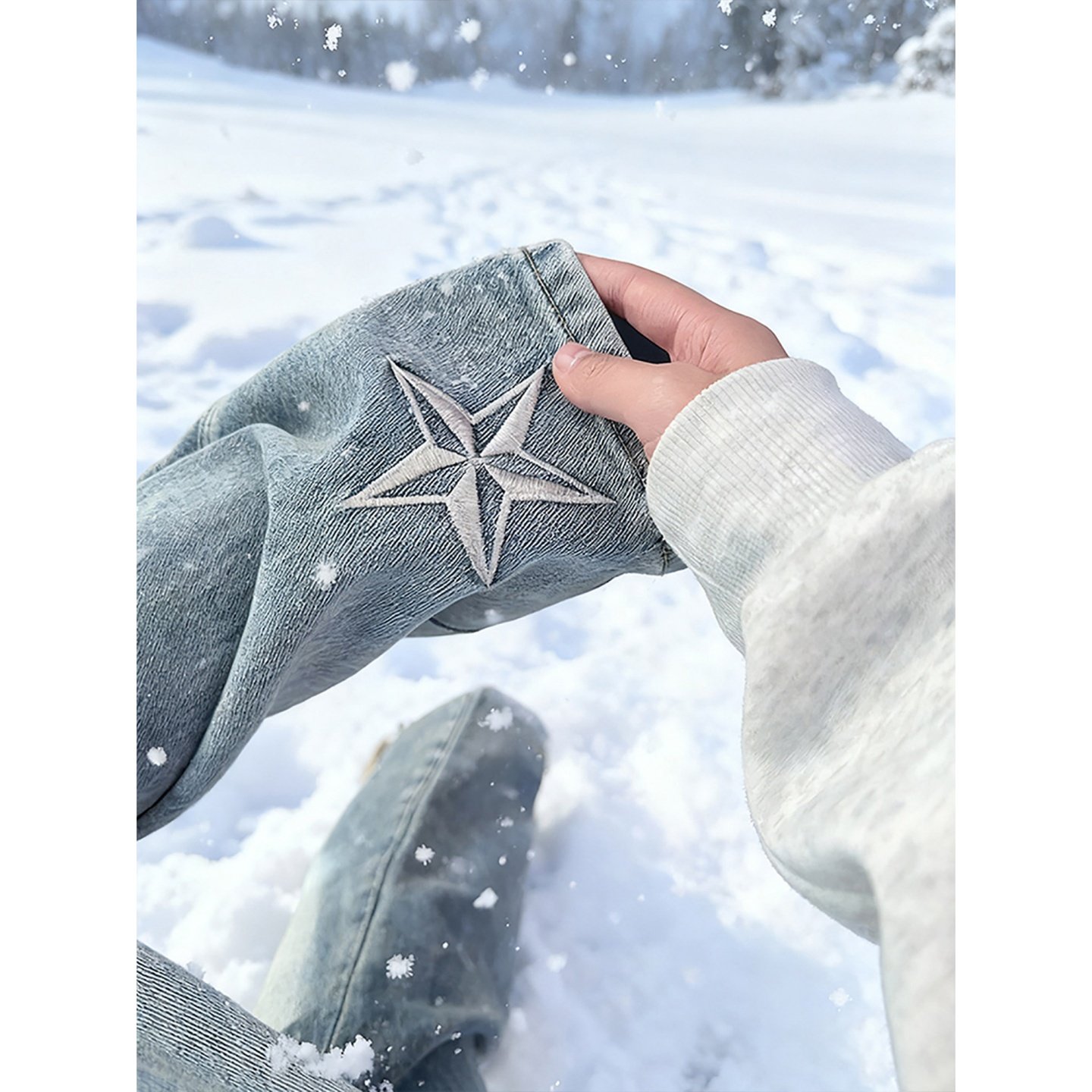 国潮星星刺绣微喇牛仔裤男款美式痞帅复古直筒裤子修身显瘦弯刀裤,男装,牛仔裤,淘宝优惠券,粉丝福利购,淘宝优惠卷