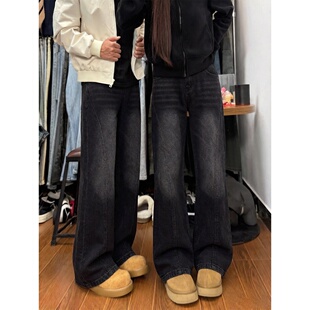 美式高街斜切微喇牛仔裤男款春秋新款痞帅cleanfit裤子修身直筒裤