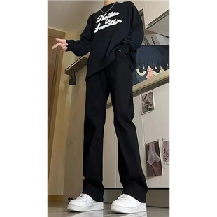 高街微喇牛仔裤 春秋新款 美式 男款 纯黑色修身 显瘦高级感直筒喇叭裤