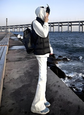 美式高级感白色微喇牛仔裤男款春秋新款cleanfit显瘦显腿长弯刀裤