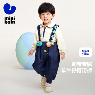 宝宝背带裤 春新品 迷你巴拉巴拉男童女童牛仔裤 子 商场同款