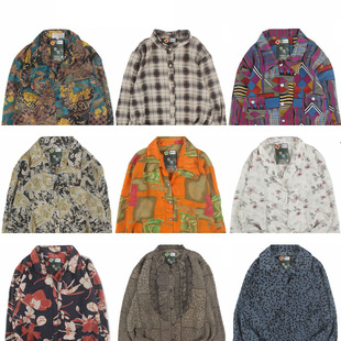 古着vintage复古日系衬衣夏威夷港风宽松巴洛克长袖女碎花衬衫72