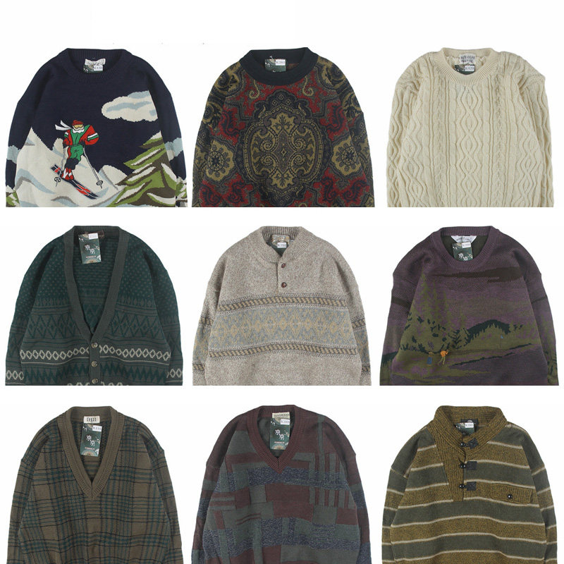 古着vintage复古日系宽松刺绣几何撞色波普图案纯羊毛衣男女秋冬5,女装/女士精品,毛衣,淘宝优惠券,粉丝福利购,淘宝优惠卷