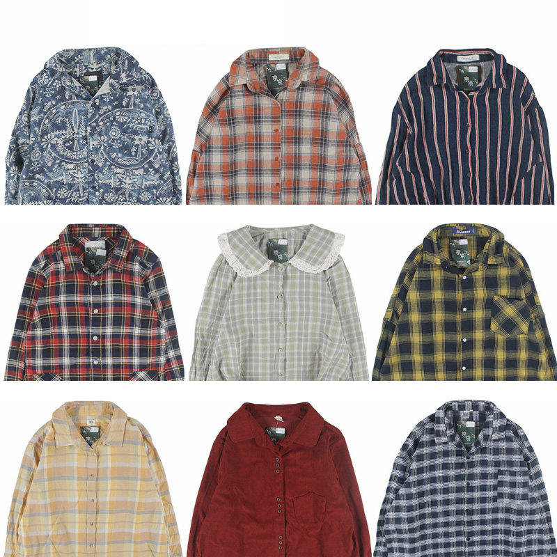 古着vintage复古孤品宽松纯色文艺条纹衬衣格子衬衫日系秋冬男女5,女装/女士精品,衬衫,淘宝优惠券,粉丝福利购,淘宝优惠卷