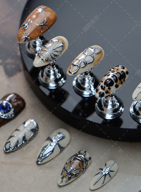 废土风kpop穿戴甲未来机械感系列魔镜银小众手工甲片酷炫辣妹美甲