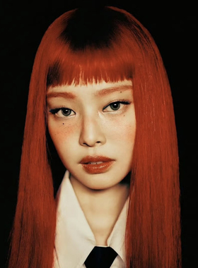 jennie同款复古红刘海长直发酒红色自然蓬松全头套Kpop打歌假发
