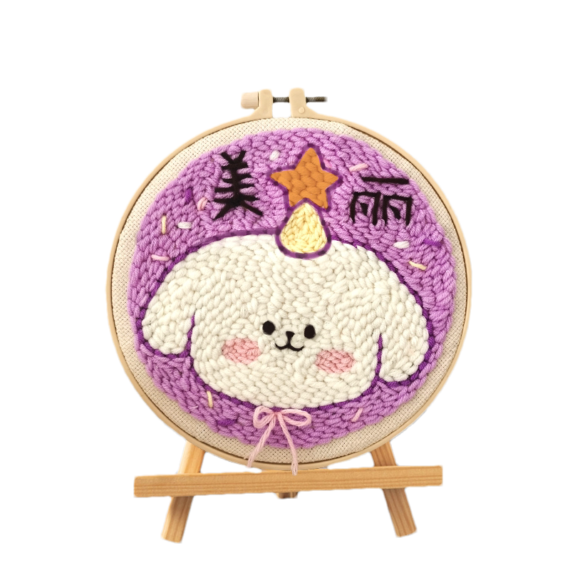 蛇年戳戳绣手工diy材料包简单自制喜庆毛线画五福临门图案装饰画