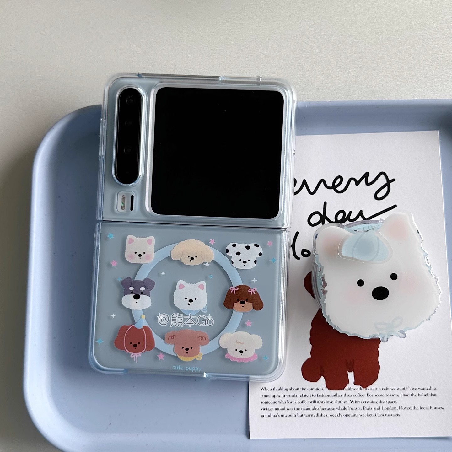 可爱小狗适用华为puraX手机壳pocket2小米mixflip2荣耀magicv三星Zflip7/6磁吸壳N3filp折叠屏razr60/50透明