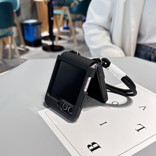 适用新款三星zflip6手机壳折叠屏z flip5代手提铰链全包保护壳w24高级小折叠手机膜带挂绳网红壳可斜挎手机套