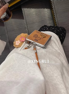 可爱kt猫适用小米MIXFlip2手机壳华为puraX斜跨pocket2三星Zflip7/6/5手提N3filp荣耀2小折叠屏razr60/50皮质