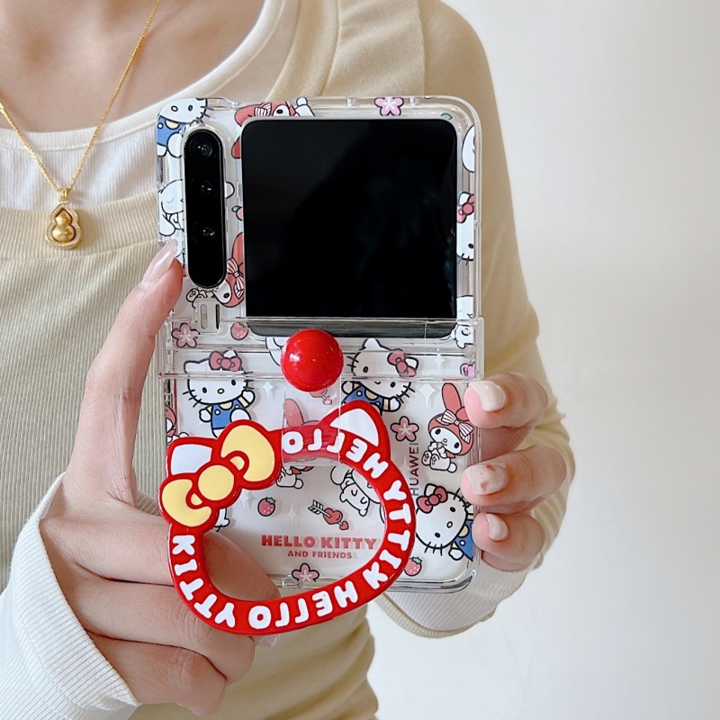 hellokitty适用puraX阔折叠屏手机壳华为pocket2三星zflip6中轴全包Razr60/50女n3flip小米mixflip2荣耀vflip