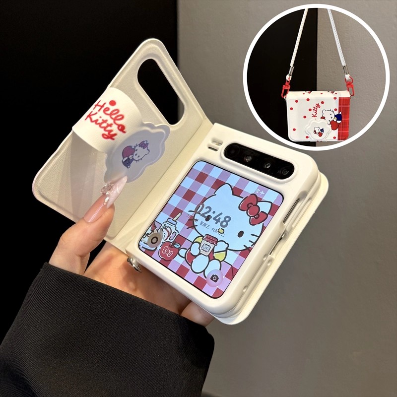 hellokitty适用华为puraX手机壳pocket2中轴全包三星Zflip6/7折叠屏小米MIXFlip2手提式荣耀magicvflip2创意