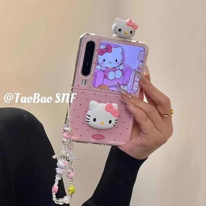 hellokitty猫适用华为puraX手机壳ocket2荣耀magicv三星Zflip6/5/7可爱N3filp小米MIXFlip2折叠屏razr60/50