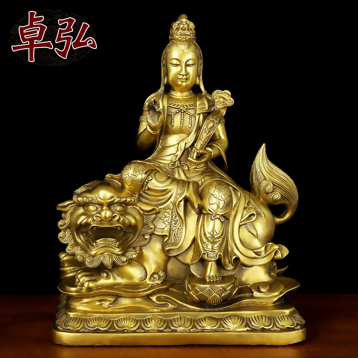 普贤菩萨文殊菩萨铜佛像家用摆件属龙蛇本命佛华严三圣大号工艺品