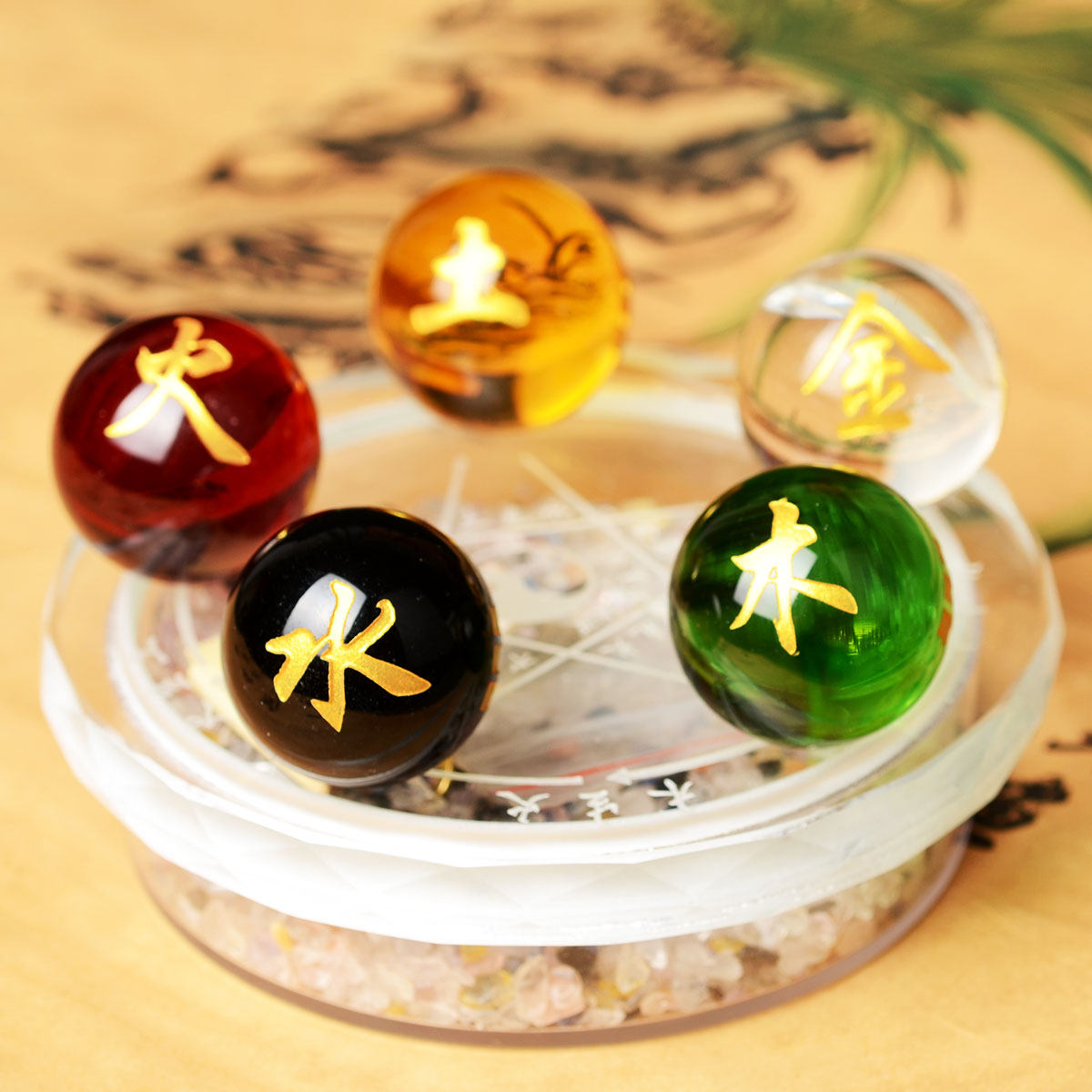 七星阵水晶球摆件招财五路财神阵五神兽阵摆件粉水晶黄水晶白水晶