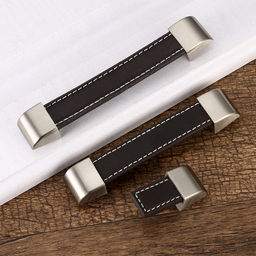 棕色抽屉现代简约风皮革小拉手