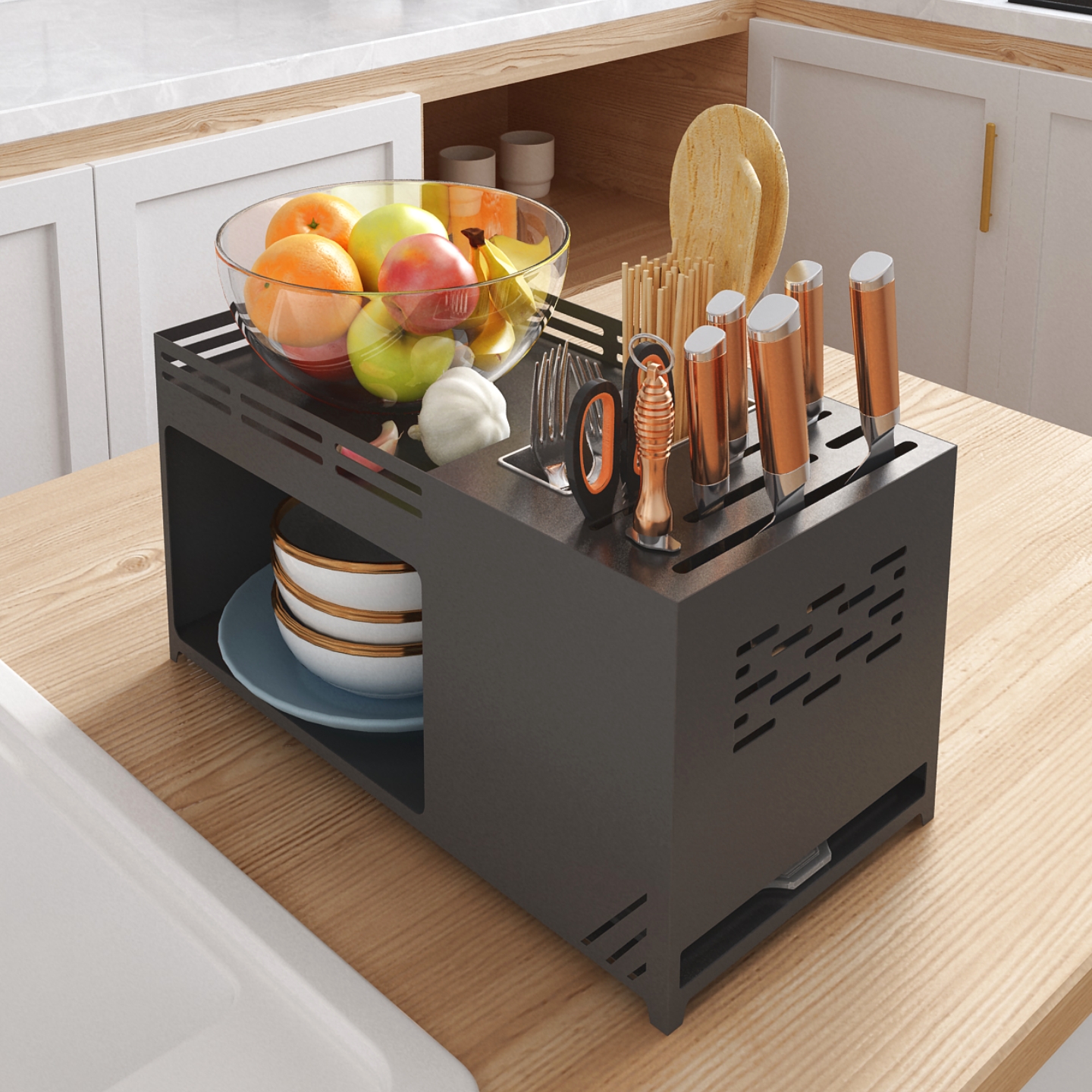 不锈钢刀架刀具调料收纳架子台式