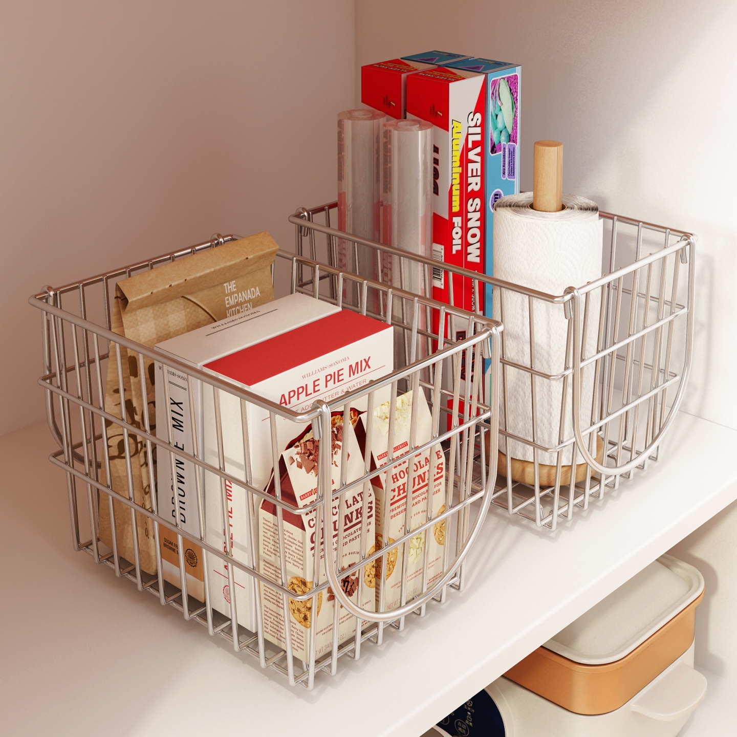 橱柜内收纳篮子304不锈钢储物筐