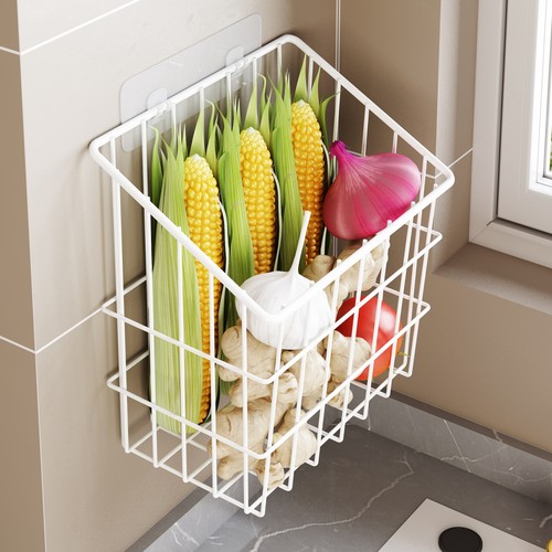 厨房果蔬菜篮壁挂免打孔姜蒜收纳