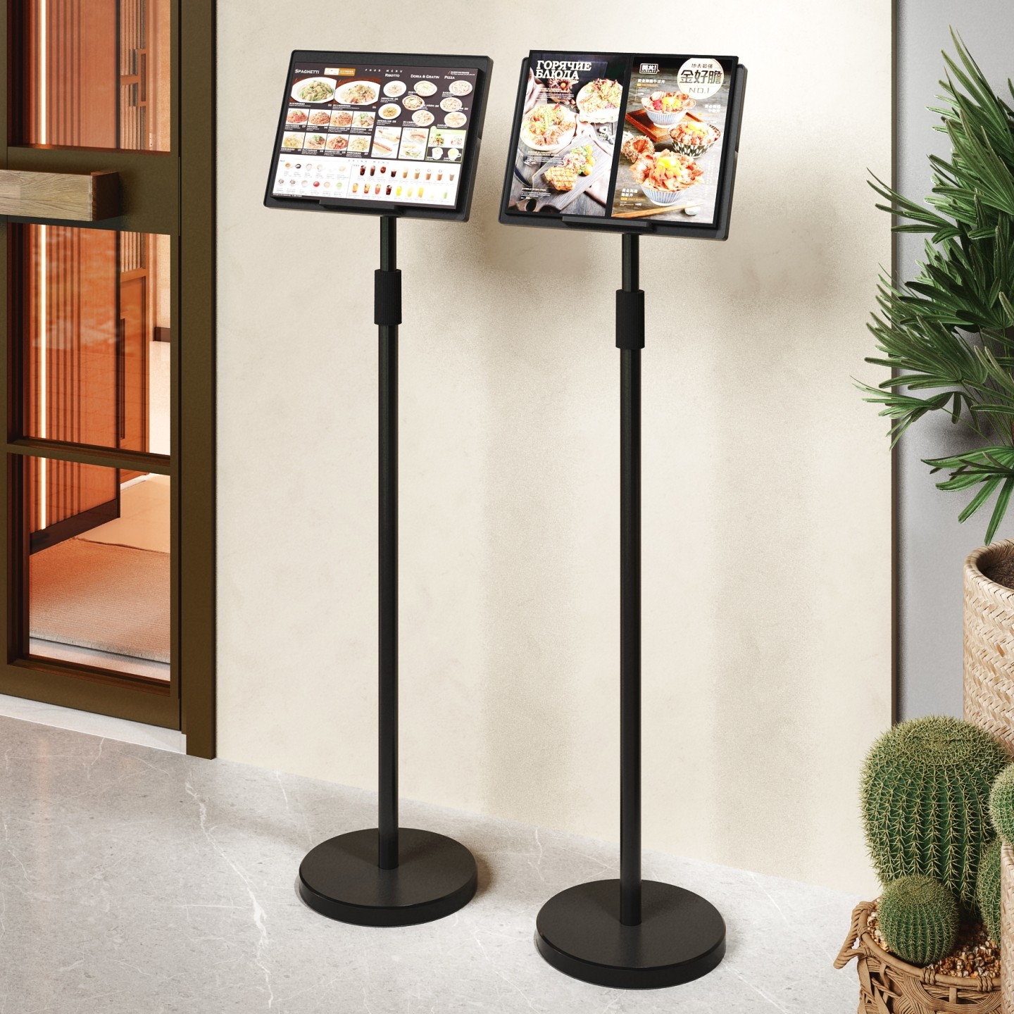 菜单展示架落地升降立式菜牌架