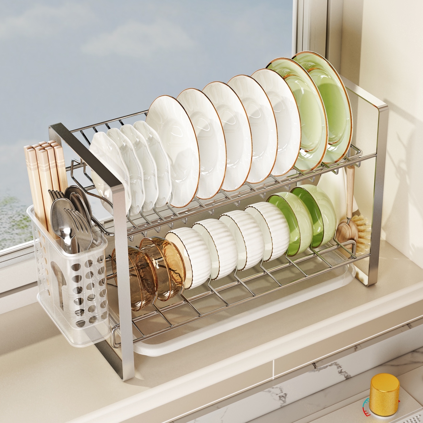 窄型304不锈钢碗碟架碗筷沥水架