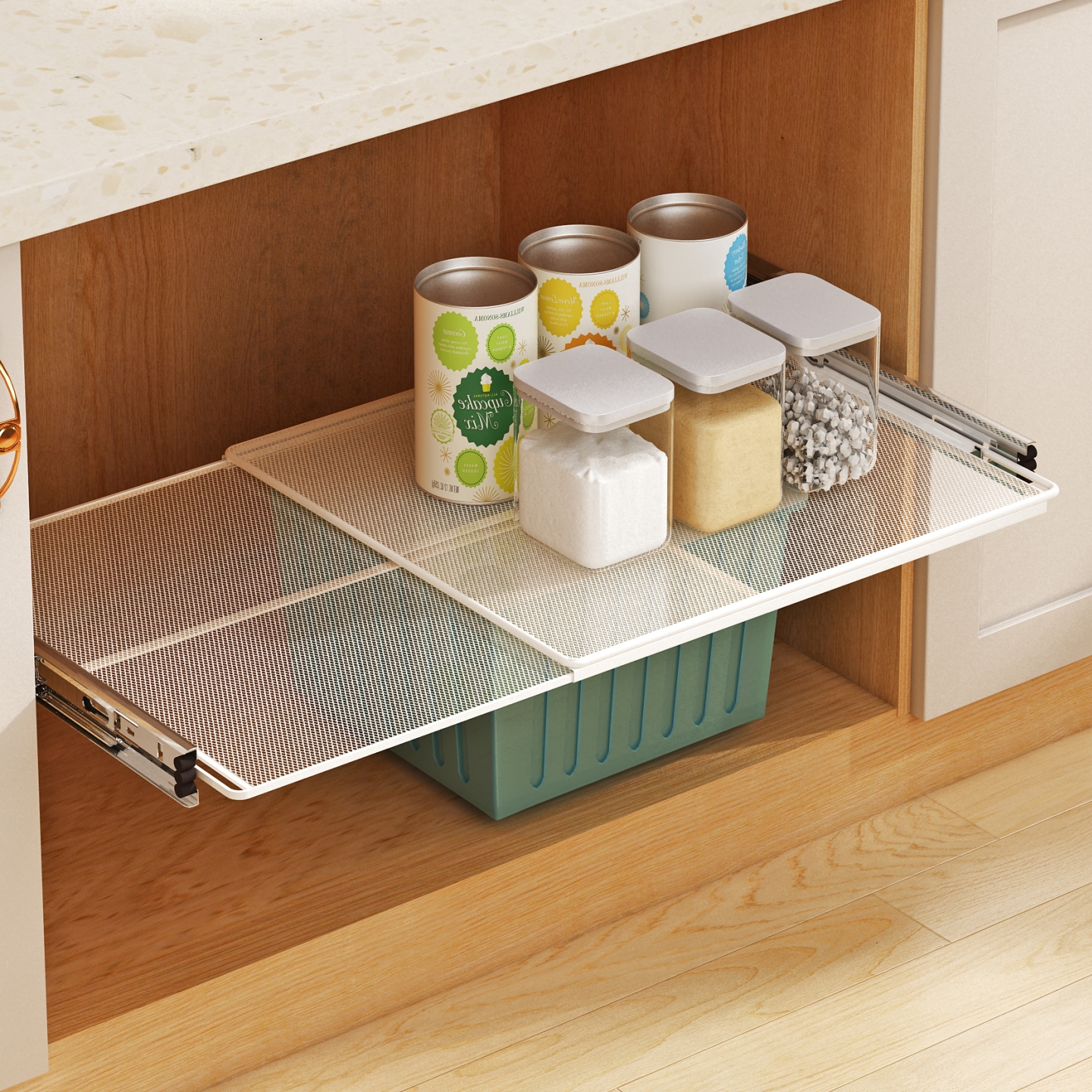 厨房橱柜可伸缩抽拉式置物架