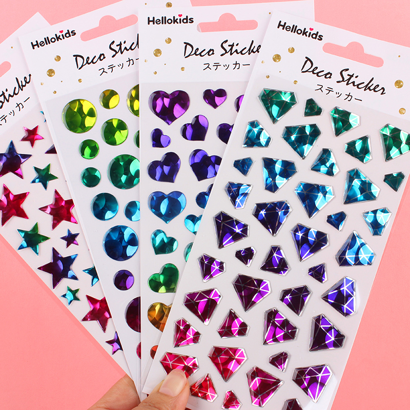 宝石贴纸钻石贴画儿童水晶贴女童贴贴女孩公主3d立体滴胶咕卡水晶