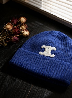 Mist Beads/秋冬新款糖果色针织帽男女情侣款冷帽保暖蓝色毛线帽