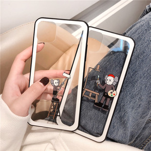 ins网红玩偶适用iphone14plus苹果13promax手机壳12透明玻璃11XRS