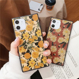 ins复古适用于苹果16promax手机壳14plus雏菊iPhone13pro保护套12mini新款 11XRS玻璃78P