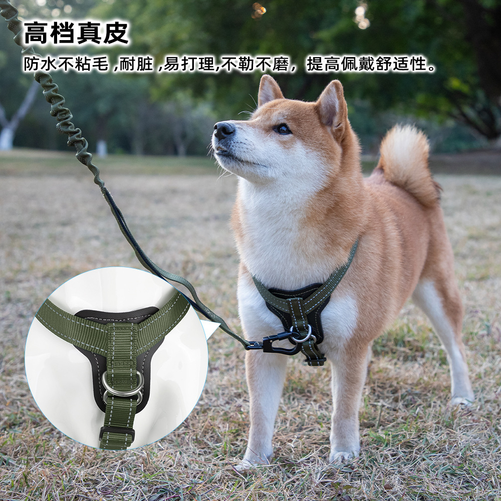 高端皮革狗狗防挣脱不勒牵引绳大中小型犬遛狗胸背带背心式